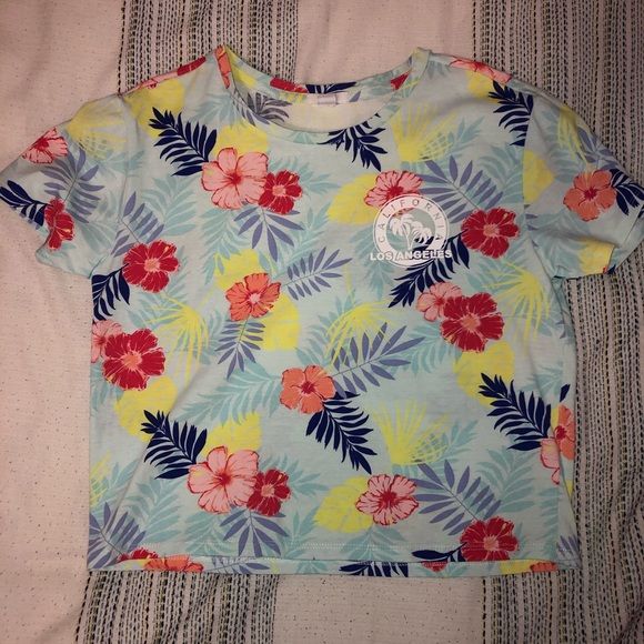 Tropical cropped T-shirt